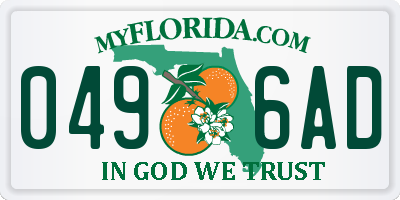 FL license plate 0496AD