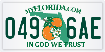 FL license plate 0496AE