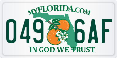 FL license plate 0496AF