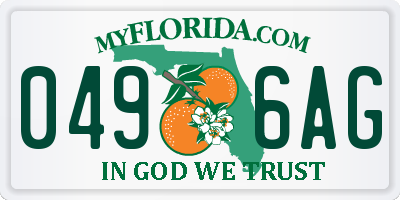 FL license plate 0496AG