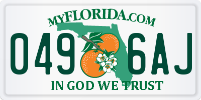 FL license plate 0496AJ