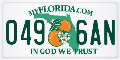 FL license plate 0496AN