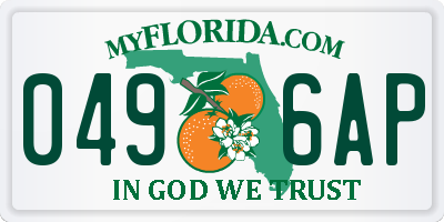 FL license plate 0496AP