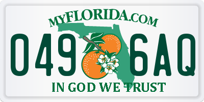 FL license plate 0496AQ