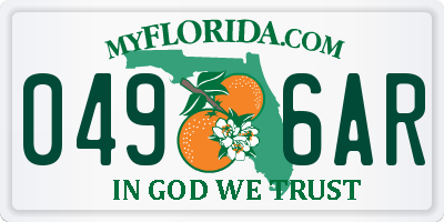 FL license plate 0496AR