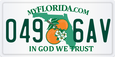FL license plate 0496AV