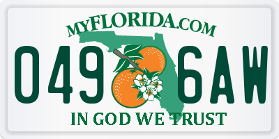 FL license plate 0496AW