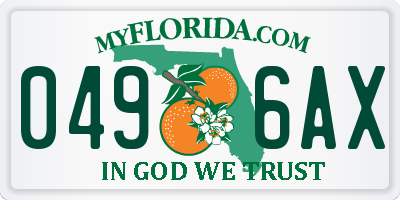 FL license plate 0496AX