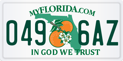 FL license plate 0496AZ