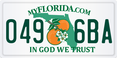 FL license plate 0496BA