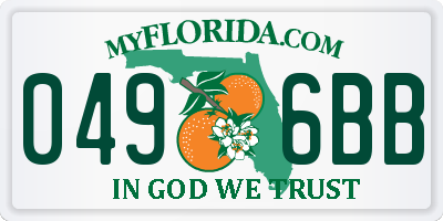 FL license plate 0496BB