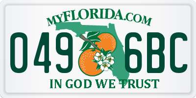 FL license plate 0496BC
