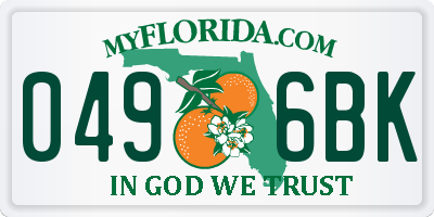FL license plate 0496BK