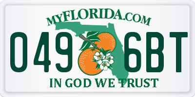 FL license plate 0496BT