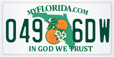 FL license plate 0496DW