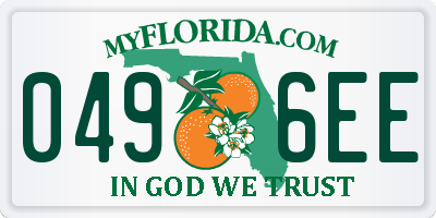 FL license plate 0496EE