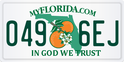 FL license plate 0496EJ