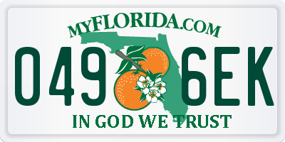 FL license plate 0496EK