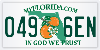 FL license plate 0496EN