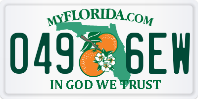FL license plate 0496EW