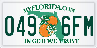 FL license plate 0496FM