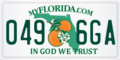 FL license plate 0496GA