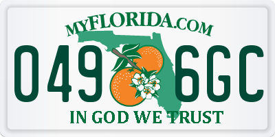 FL license plate 0496GC