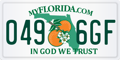 FL license plate 0496GF