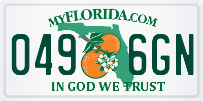 FL license plate 0496GN