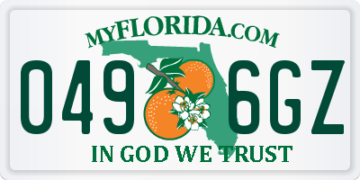 FL license plate 0496GZ