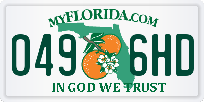 FL license plate 0496HD