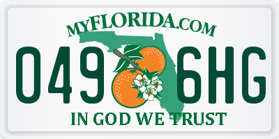 FL license plate 0496HG