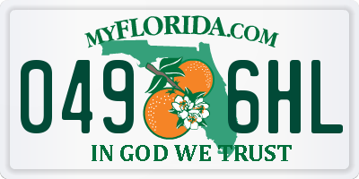FL license plate 0496HL