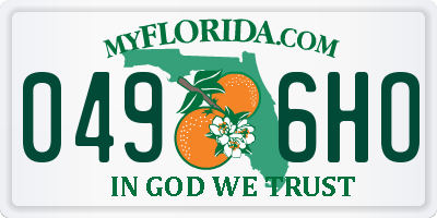 FL license plate 0496HO