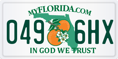 FL license plate 0496HX