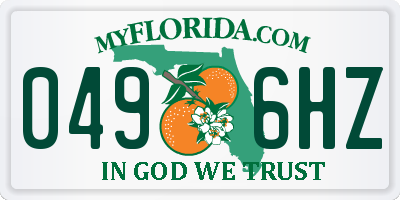 FL license plate 0496HZ