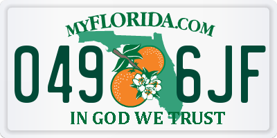 FL license plate 0496JF