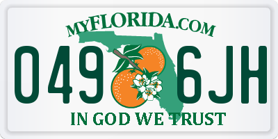 FL license plate 0496JH