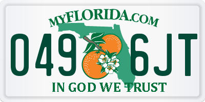 FL license plate 0496JT