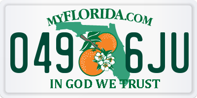 FL license plate 0496JU