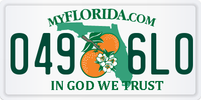 FL license plate 0496LO