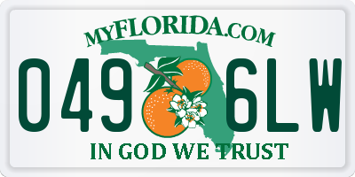 FL license plate 0496LW