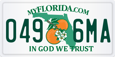 FL license plate 0496MA