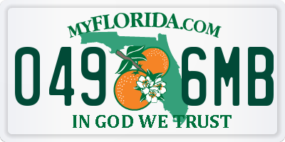 FL license plate 0496MB