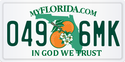 FL license plate 0496MK