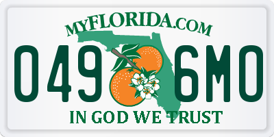 FL license plate 0496MO