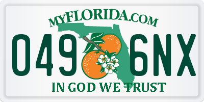FL license plate 0496NX