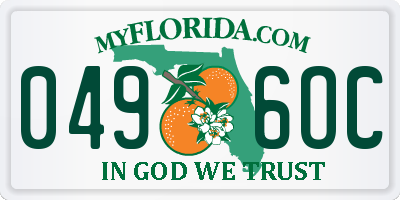 FL license plate 0496OC