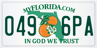 FL license plate 0496PA