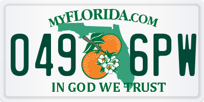 FL license plate 0496PW